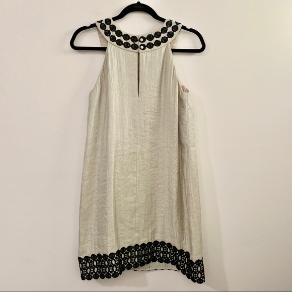 NINE WEST Pale Gold Shift Dress with Black Detail - Picture 4 of 7